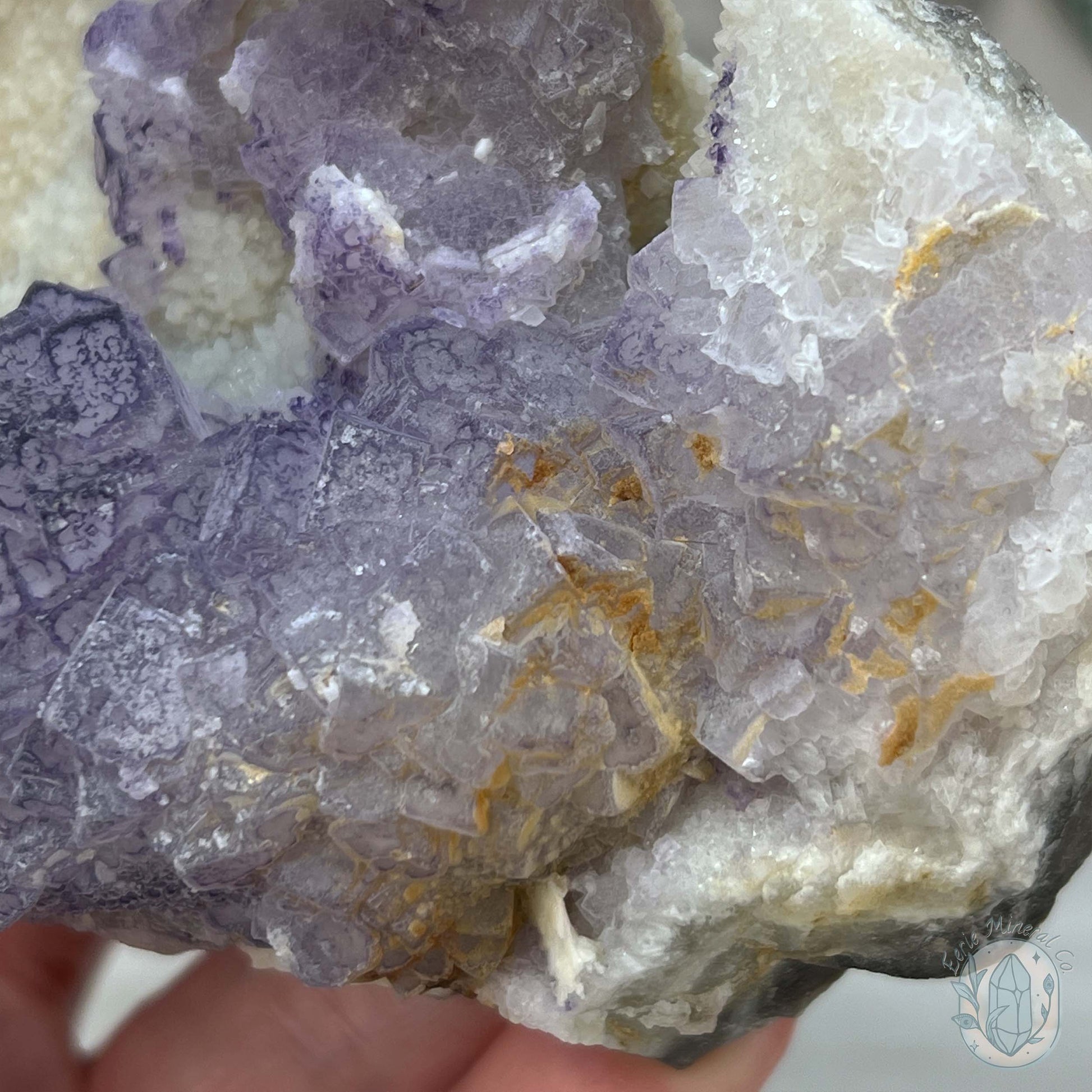 UV Reactive Purple Edge Fluorite Specimen With Stand