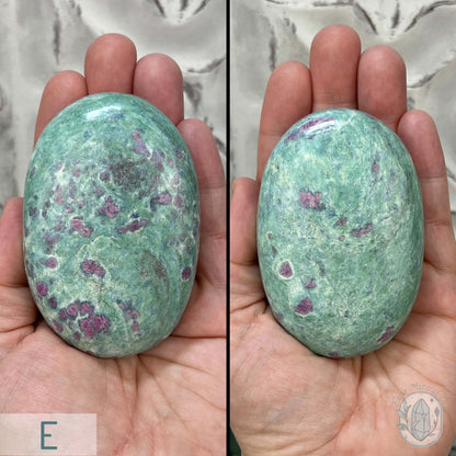 Polished Ruby Fuchsite Palm Stones From India
