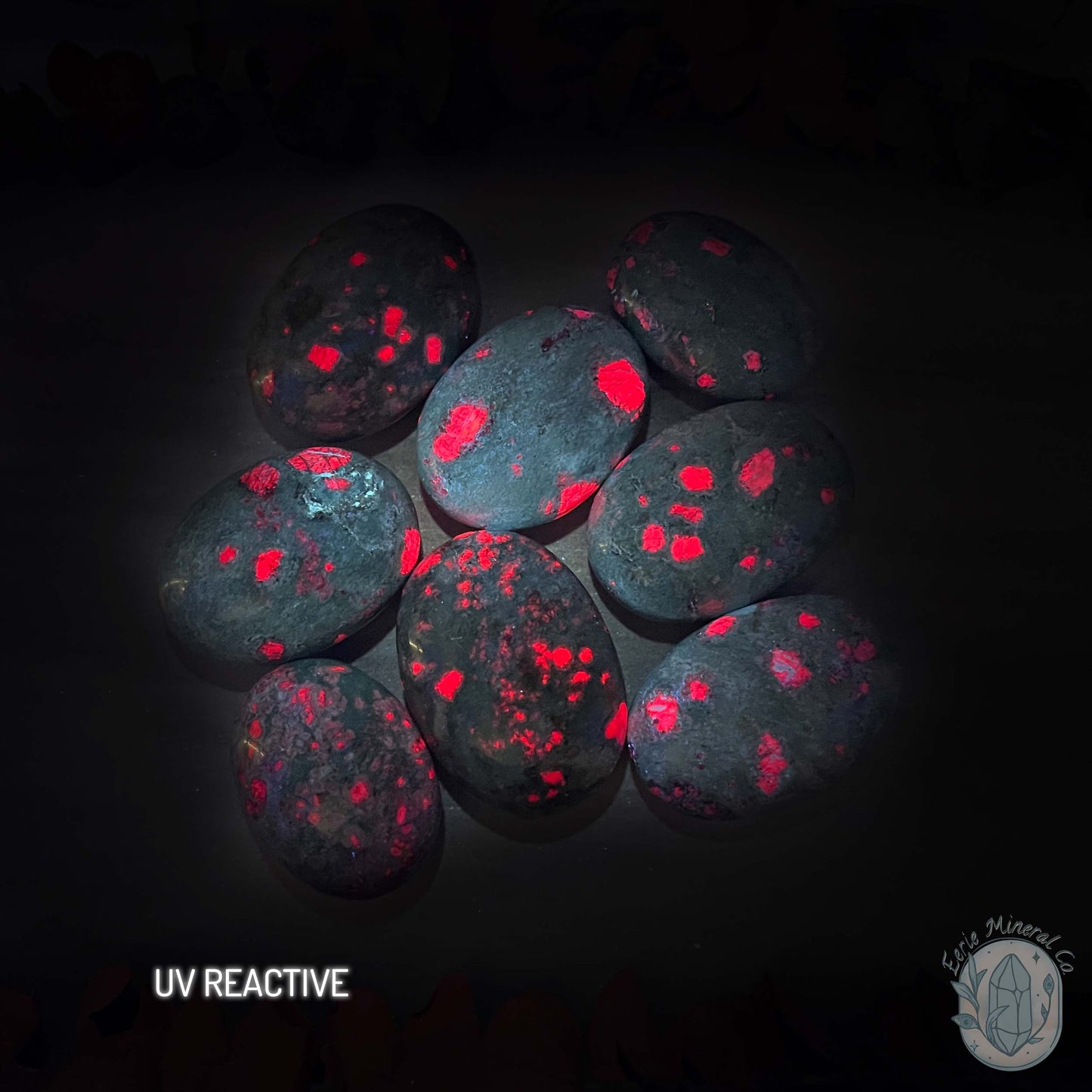 Polished Ruby Fuchsite Palm Stones From India