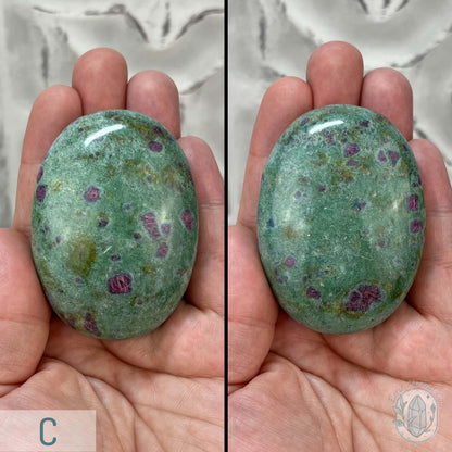 Polished Ruby Fuchsite Palm Stones From India