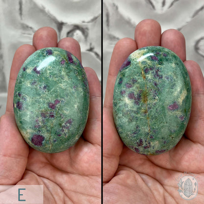 Polished Ruby Fuchsite Palm Stones From India