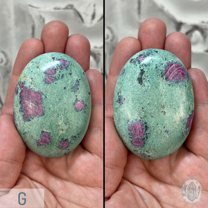 Polished Ruby Fuchsite Palm Stones From India