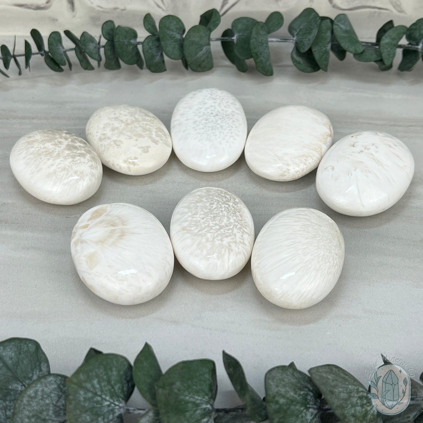 Polished Scolecite Palm Stone