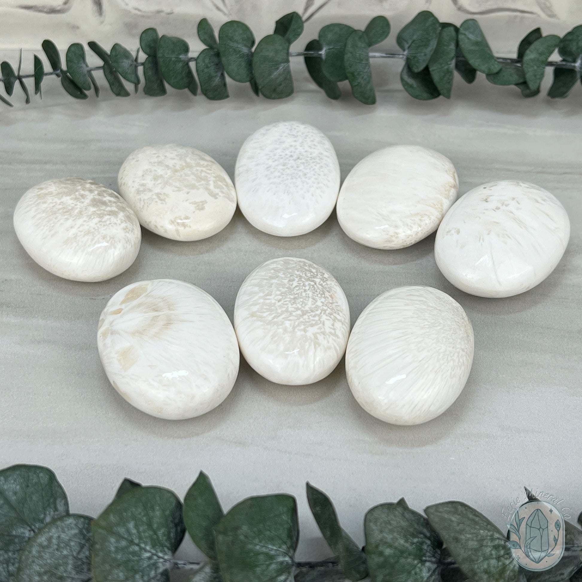 Polished Scolecite Palm Stone