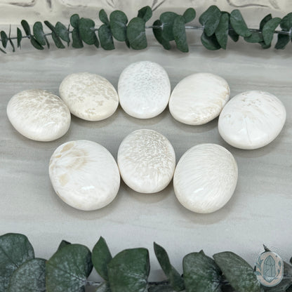 Polished Scolecite Palm Stone