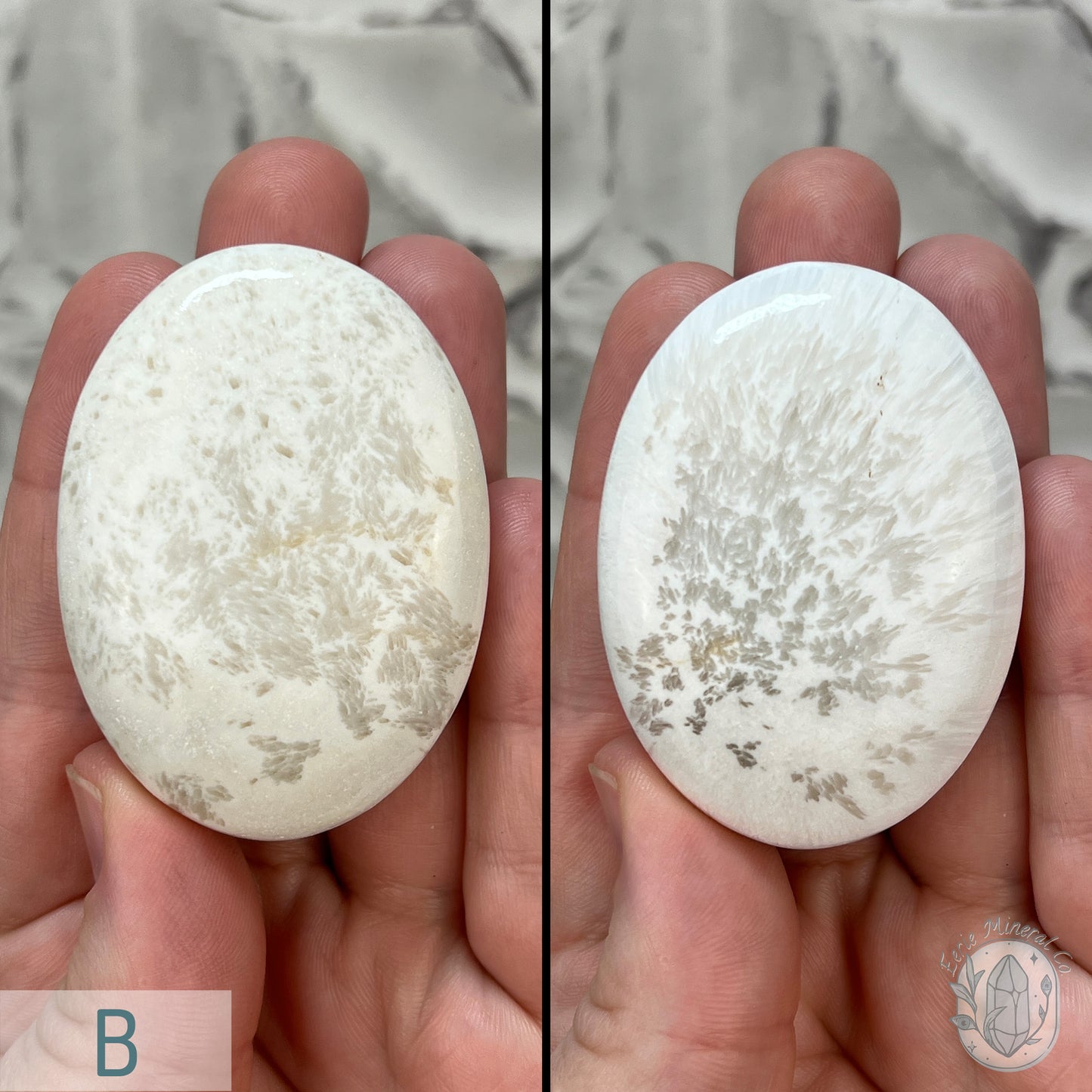 Polished Scolecite Palm Stone