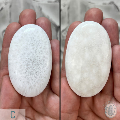 Polished Scolecite Palm Stone