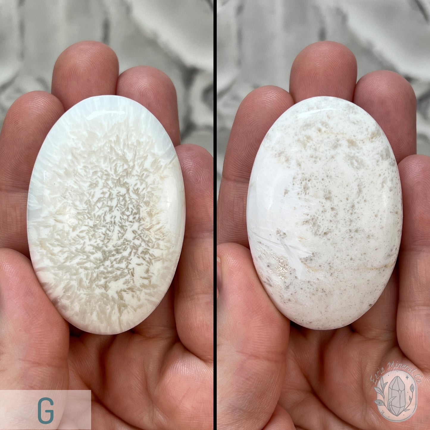 Polished Scolecite Palm Stone