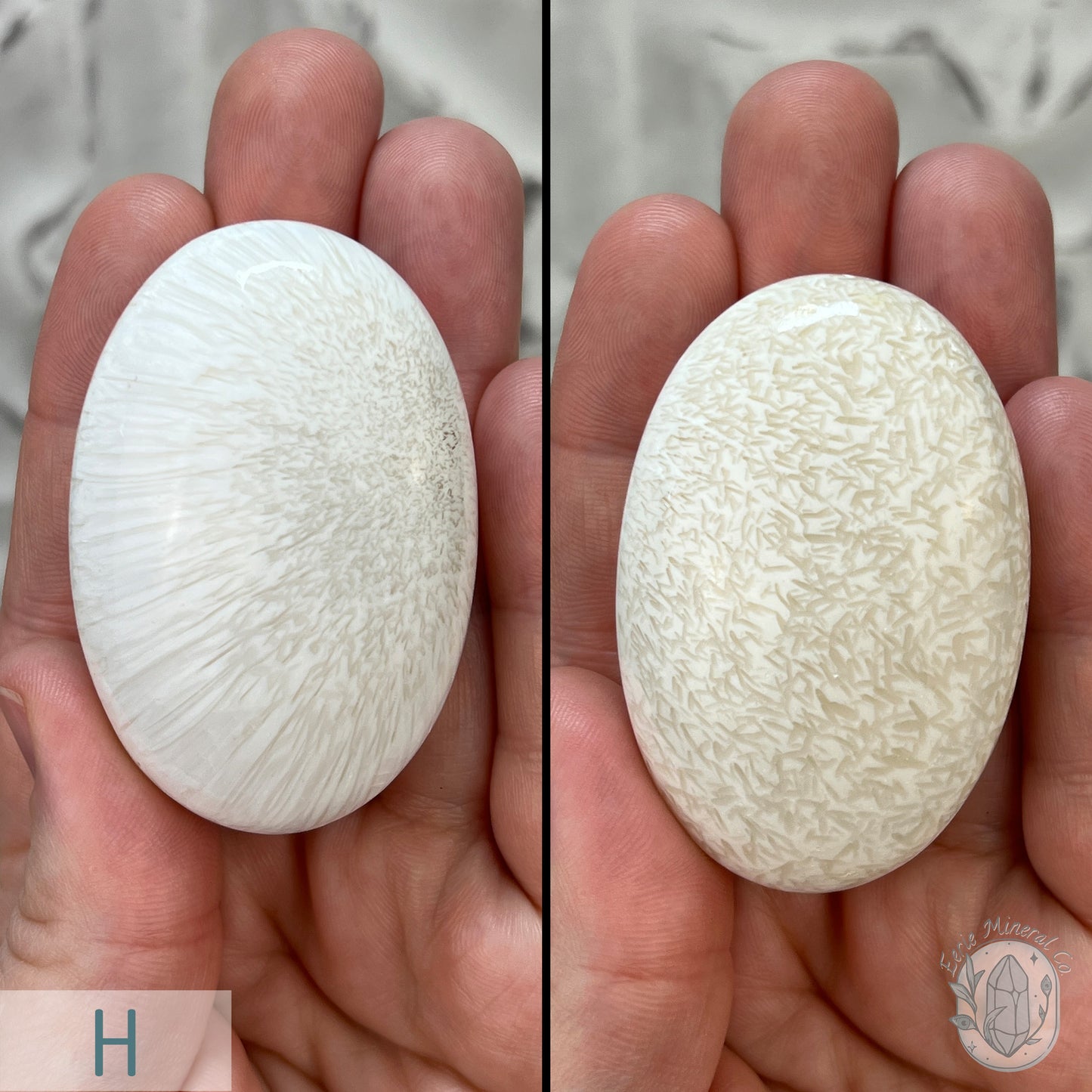 Polished Scolecite Palm Stone