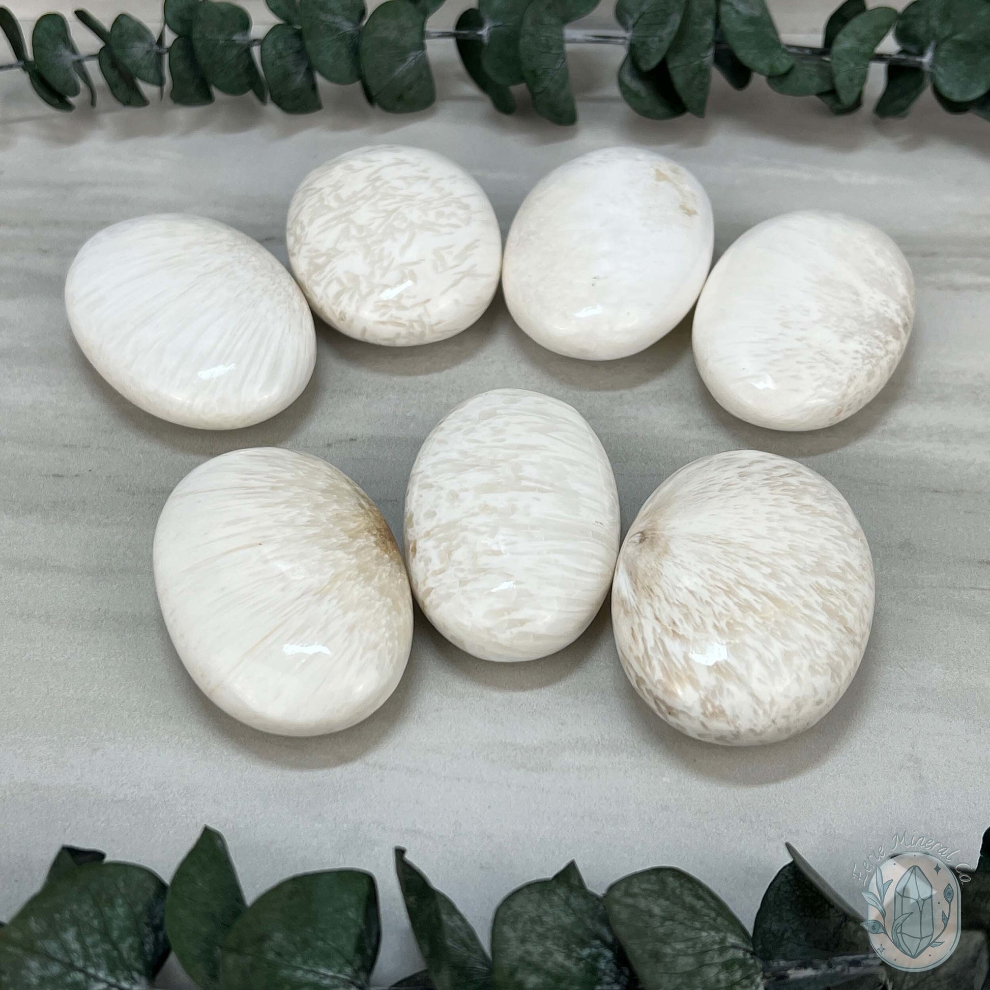 Polished Scolecite Palm Stones From India