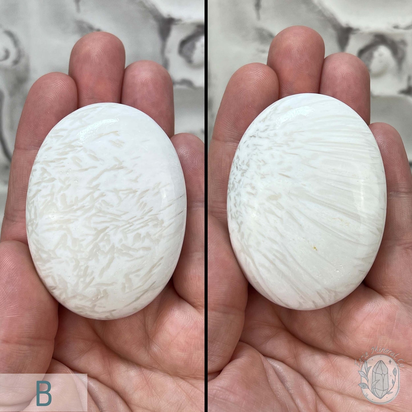 Polished Scolecite Palm Stones From India