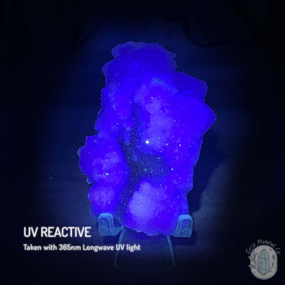 UV Reactive Green Fluorite With Druzy Quartz Specimen