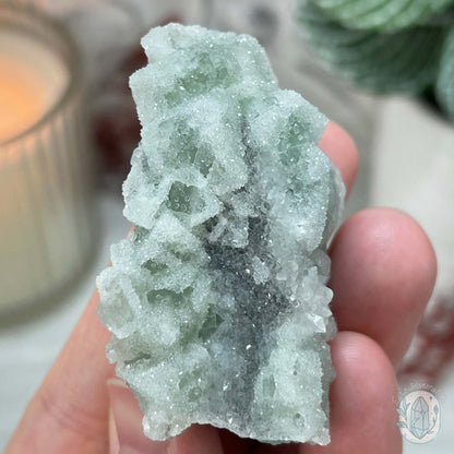 UV Reactive Green Fluorite With Druzy Quartz Specimen