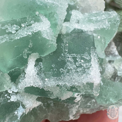 UV Reactive Green Fluorite With Druzy Quartz Specimen