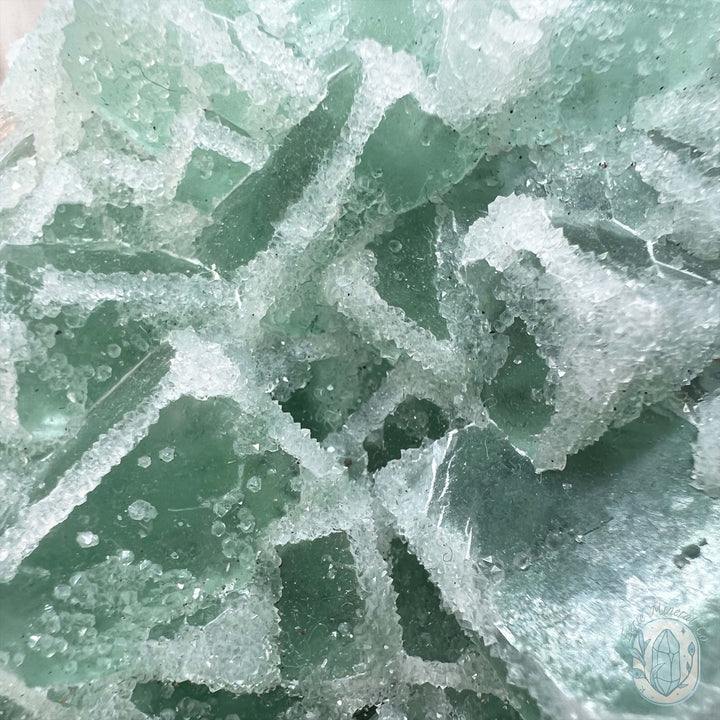 UV Reactive Green Fluorite With Druzy Quartz Specimen