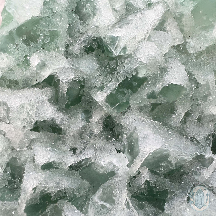 UV Reactive Green Fluorite With Druzy Quartz Specimen