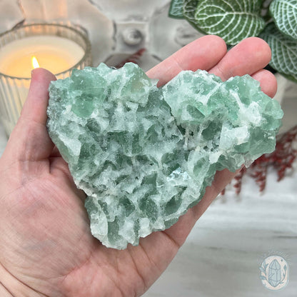 UV Reactive Green Fluorite With Druzy Quartz Specimen