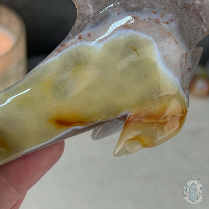 Layered Quartz Agate Hammerhead Shark Carving