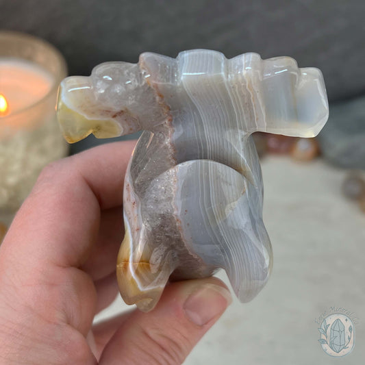 Layered Quartz Agate Hammerhead Shark Carving