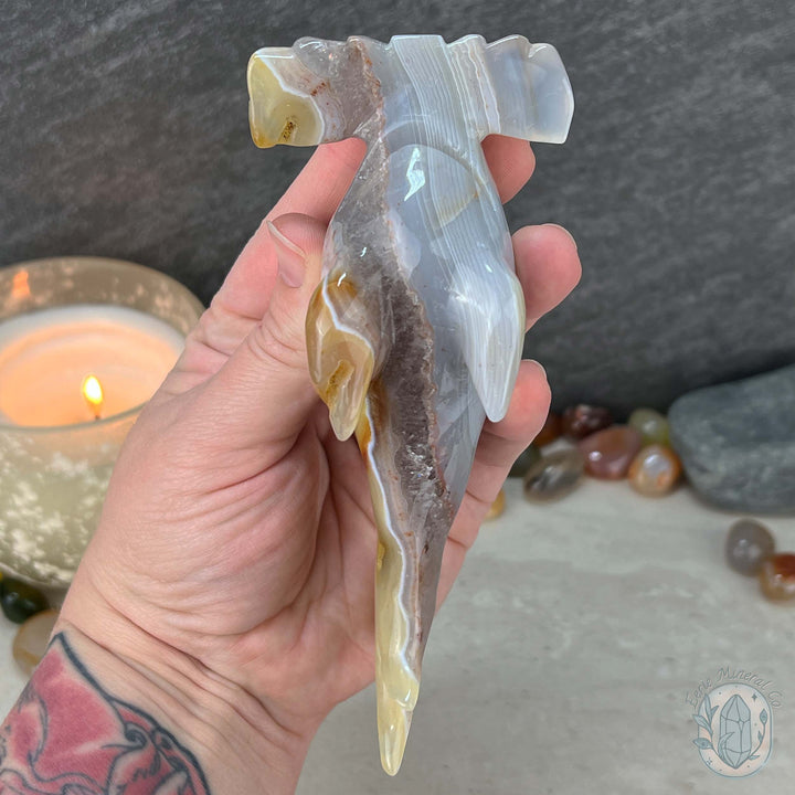 Layered Quartz Agate Hammerhead Shark Carving