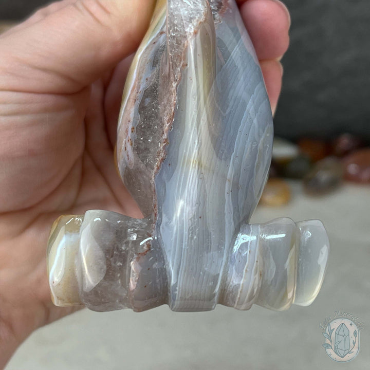 Layered Quartz Agate Hammerhead Shark Carving