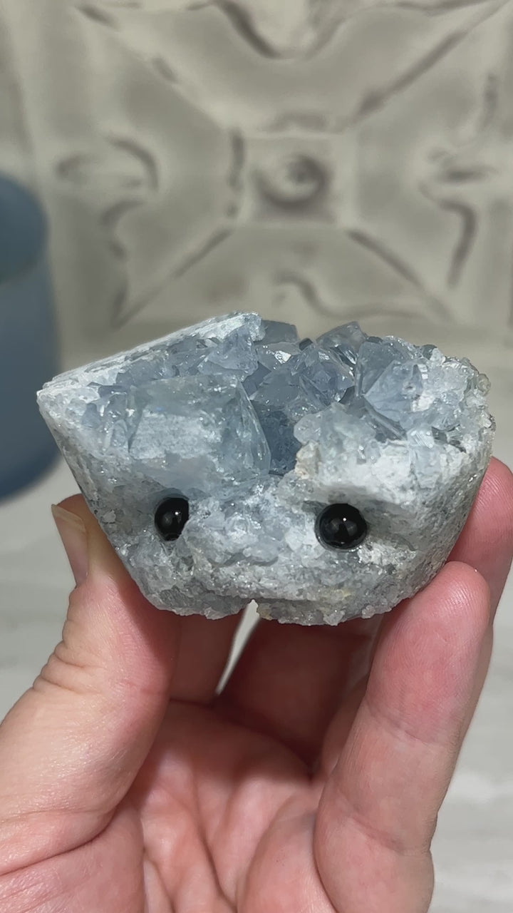 Celestite Crystal Hedgehog Carving Specimen