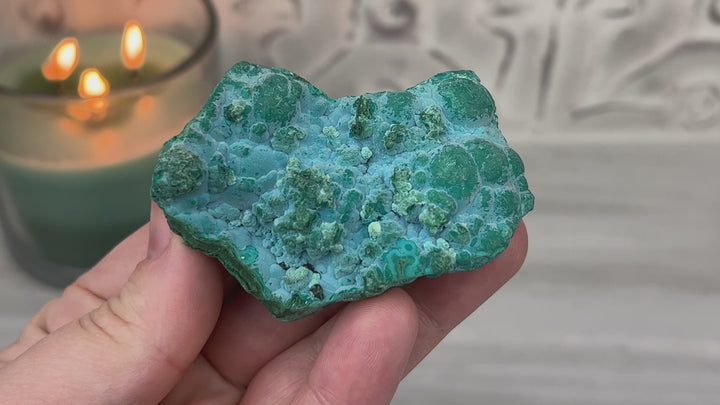 Chrysocolla and Malachite Specimen on Stand