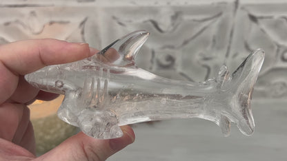 Polished Clear Quartz Great White Shark Carving
