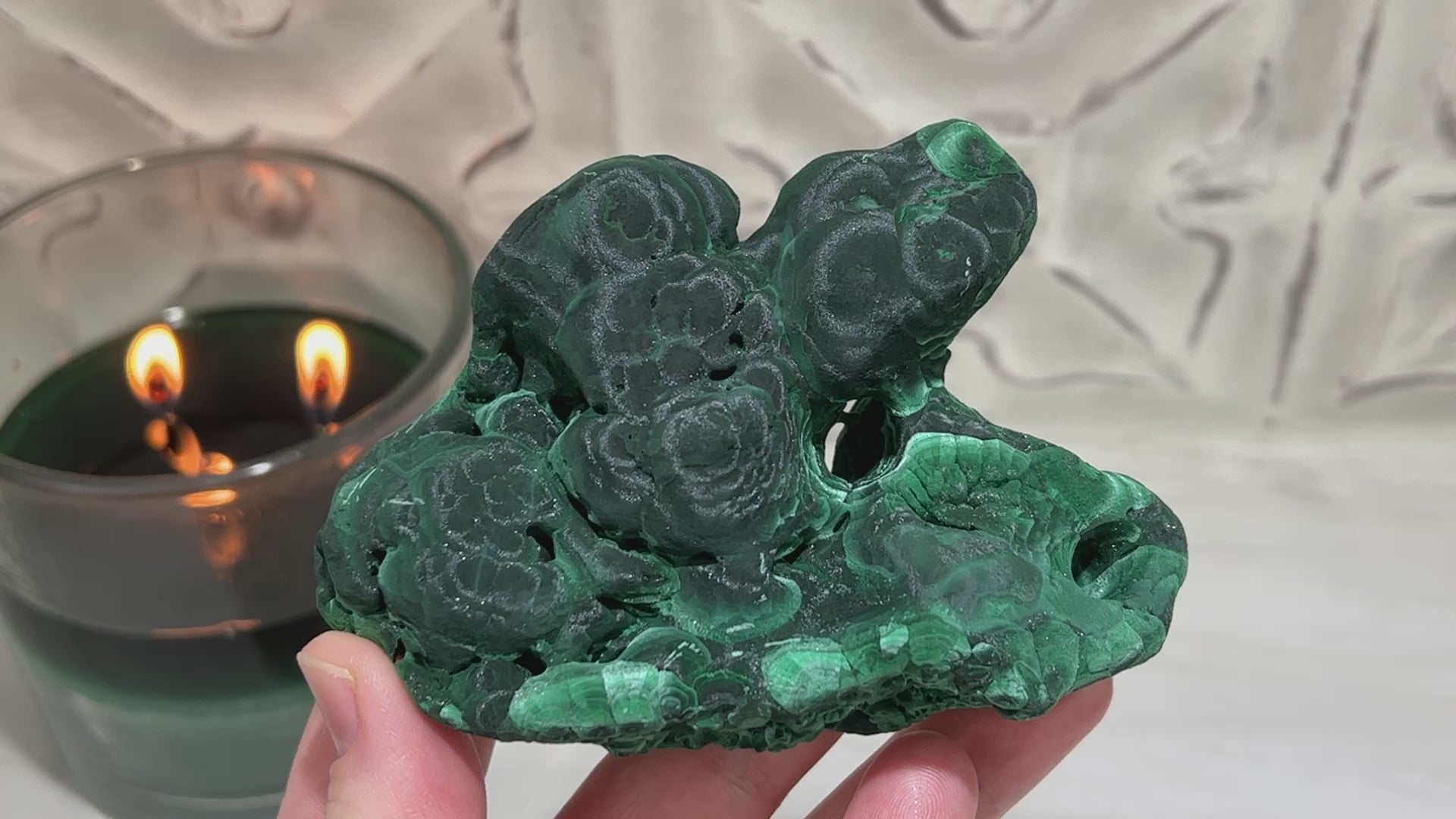 Silky Velvet Fibrous Malachite with Azurite Specimen