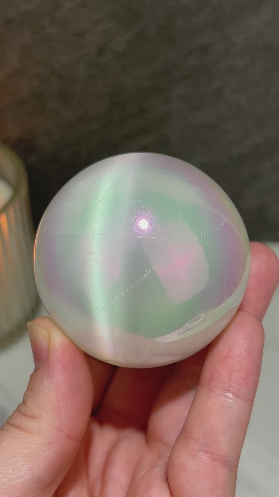 58mm Angel Aura Coated Selenite Sphere