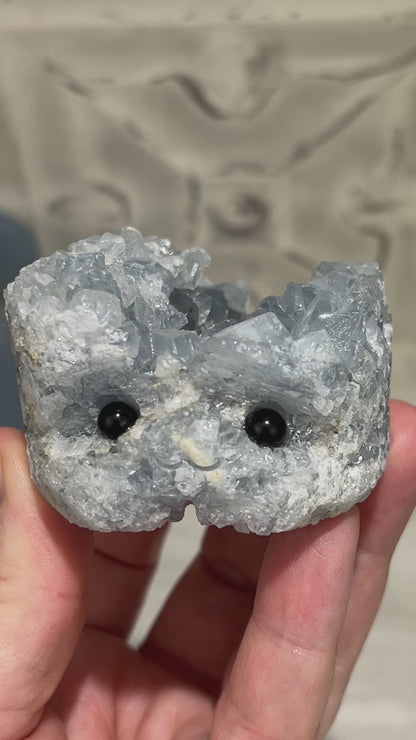 Celestite Crystal Hedgehog Carving Specimen