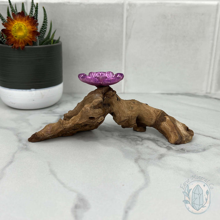 Driftwood Magenta Cherry Blossom Single Sphere Holder Stand