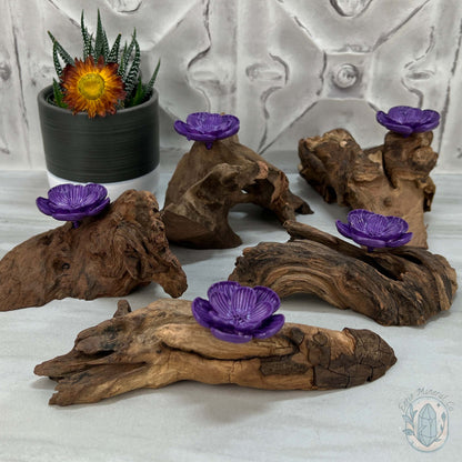 Driftwood Purple Cherry Blossom Single Sphere Holder Stands