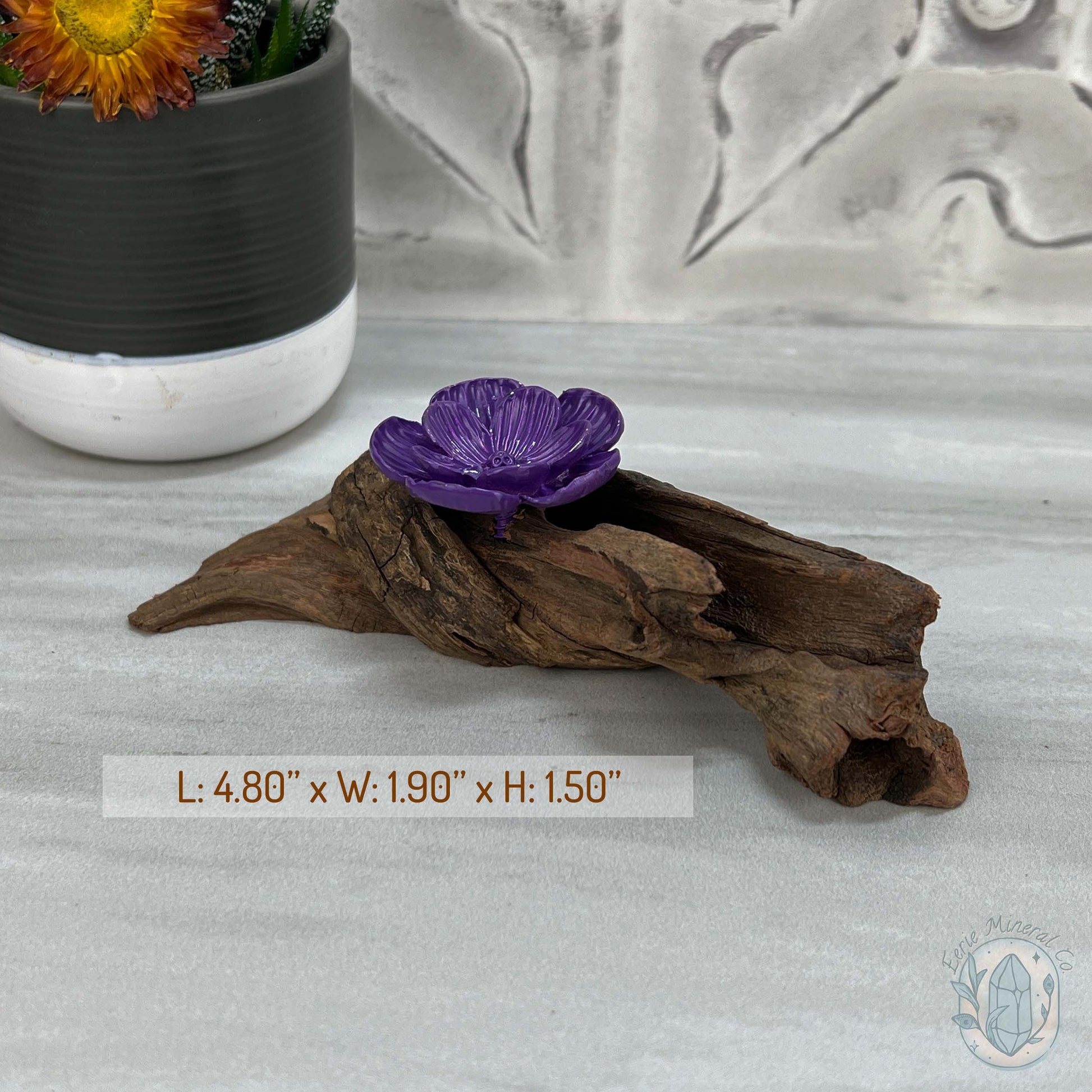 Driftwood Purple Cherry Blossom Single Sphere Holder Stands