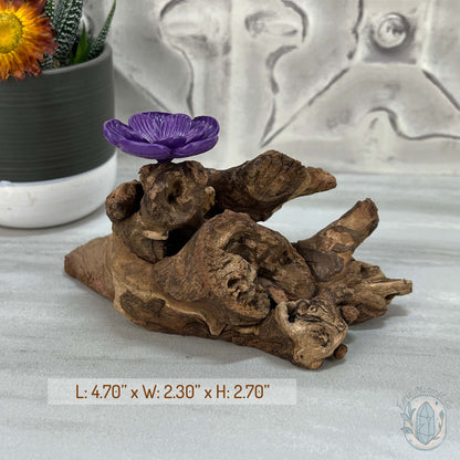 Driftwood Purple Cherry Blossom Single Sphere Holder Stands