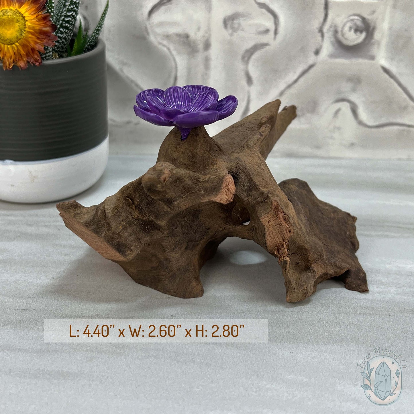 Driftwood Purple Cherry Blossom Single Sphere Holder Stands