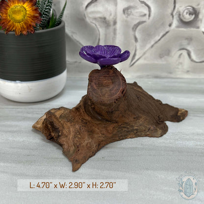 Driftwood Purple Cherry Blossom Single Sphere Holder Stands