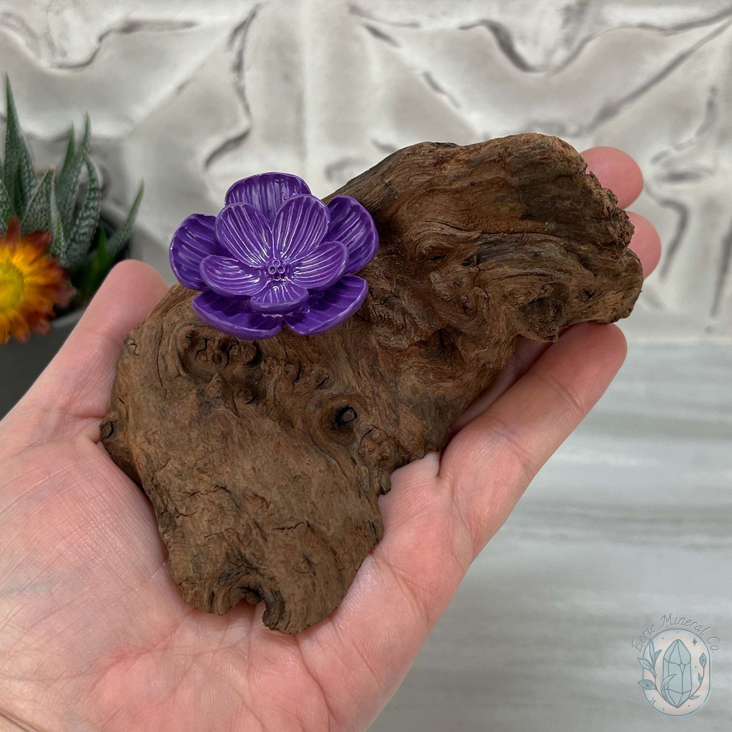 Driftwood Purple Cherry Blossom Single Sphere Holder Stands