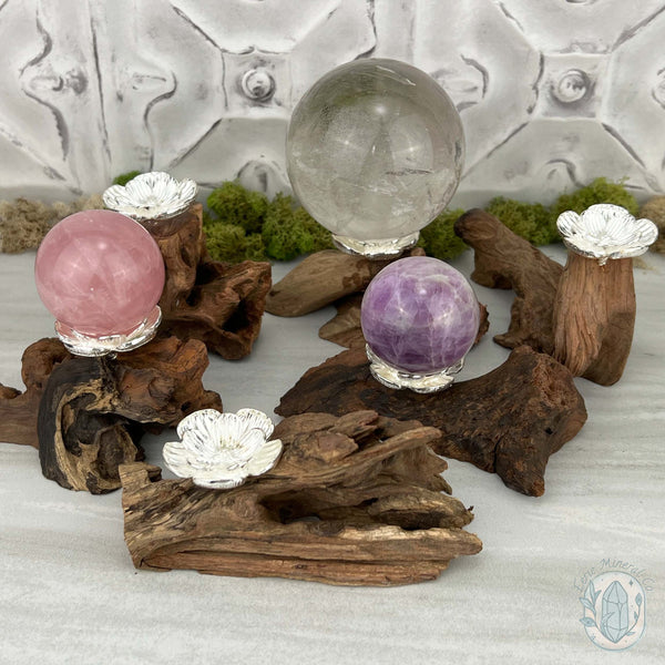 Driftwood Silver Cherry Blossom Single Sphere Holder Stands