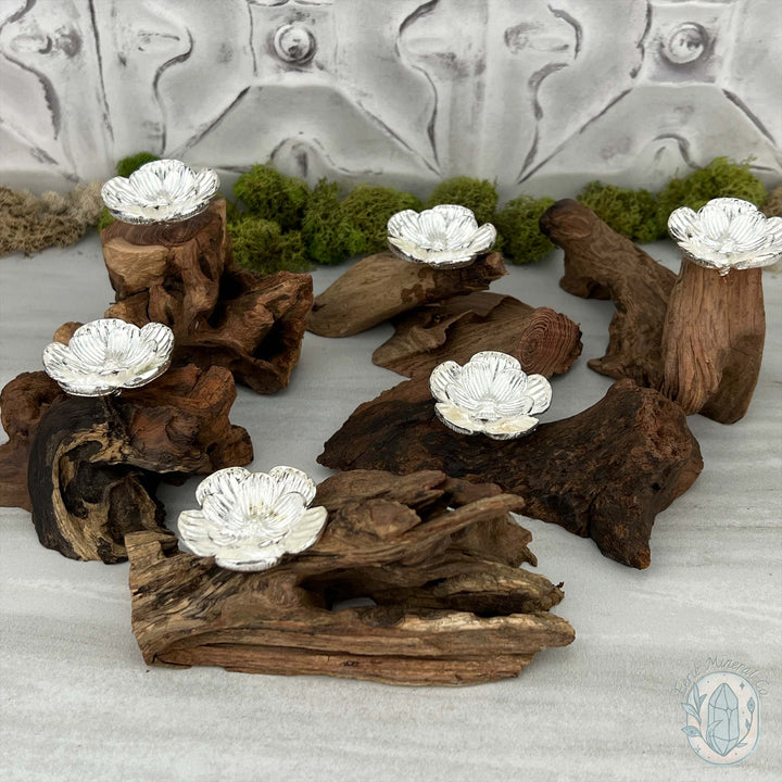 Driftwood Silver Cherry Blossom Single Sphere Holder Stands