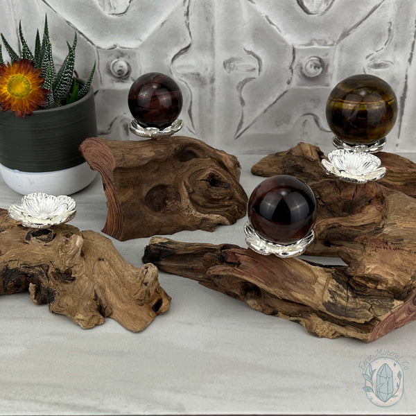 Driftwood Silver Cherry Blossom Single Sphere Holder Stands