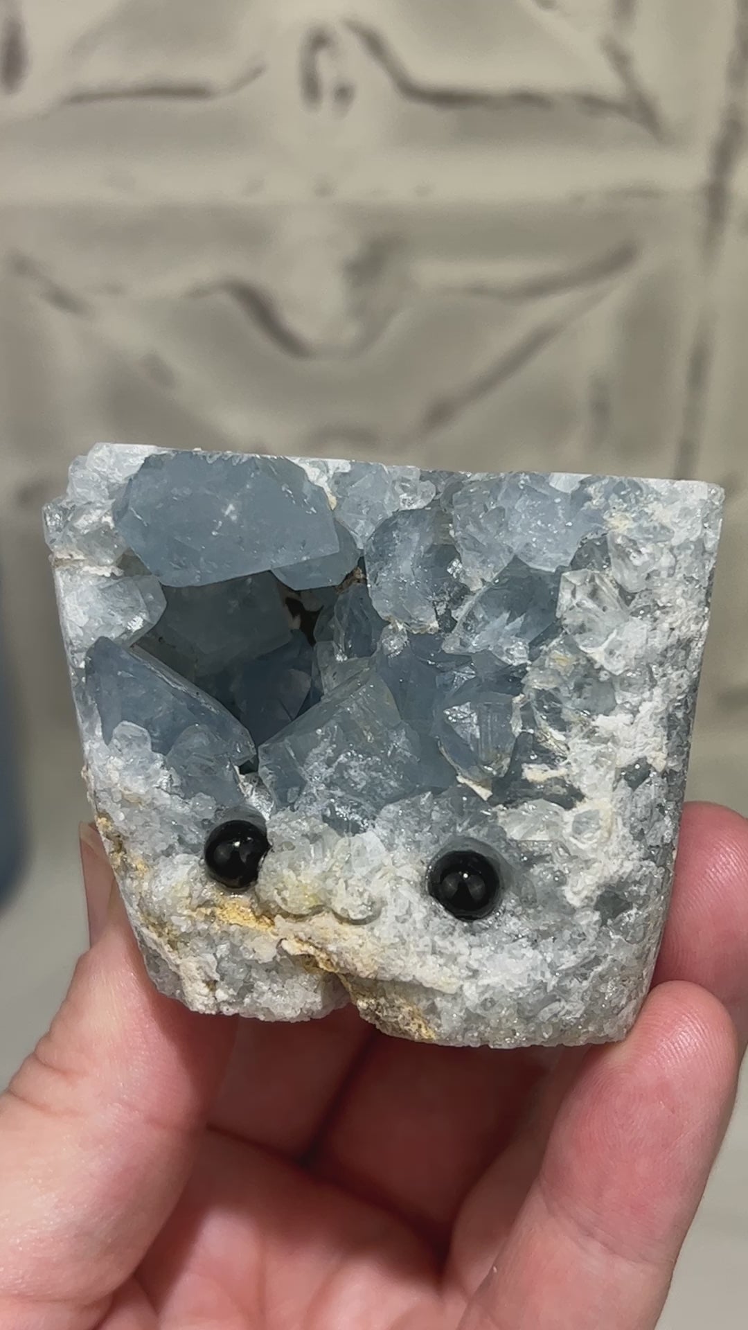 Celestite Crystal Hedgehog Carving Specimen