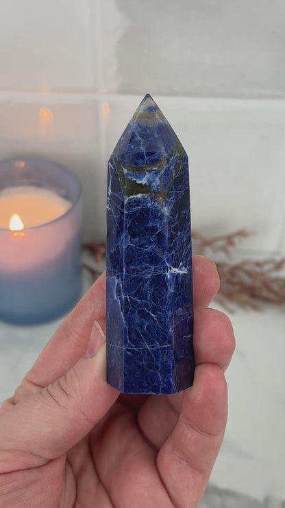 UV Reactive Polished Natural Sodalite Tower