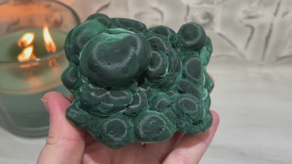 Silky Velvet Fibrous Malachite with Azurite Specimen