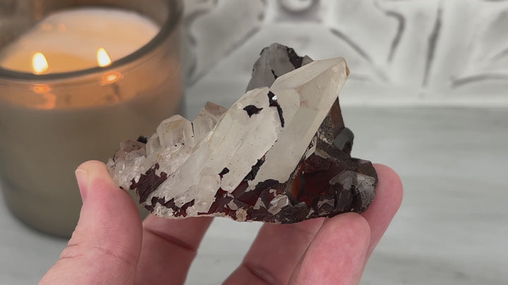 Red Hematite with Quartz Cluster Specimen