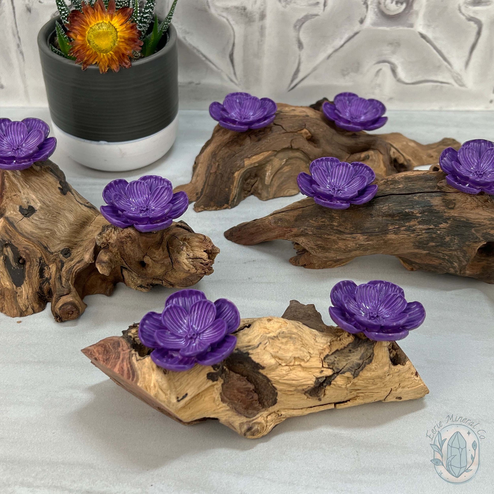 Driftwood Purple Cherry Blossom 2 Sphere Holder Stands