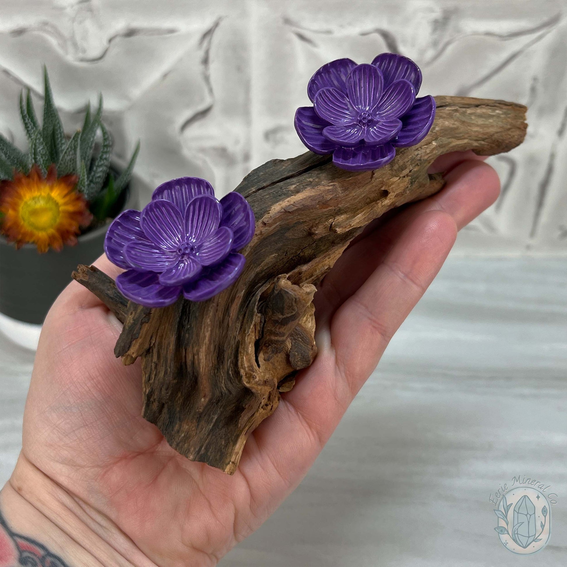 Driftwood Purple Cherry Blossom 2 Sphere Holder Stands