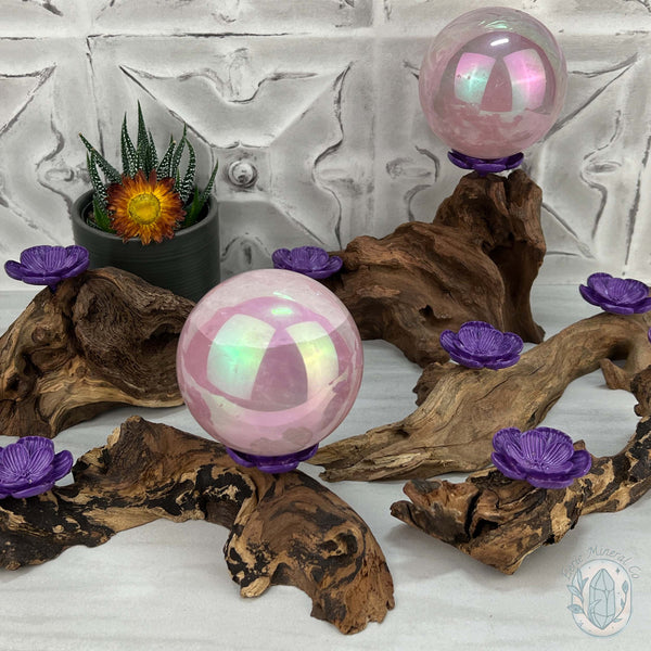 Driftwood Purple Cherry Blossom 2 Sphere Holder Stands