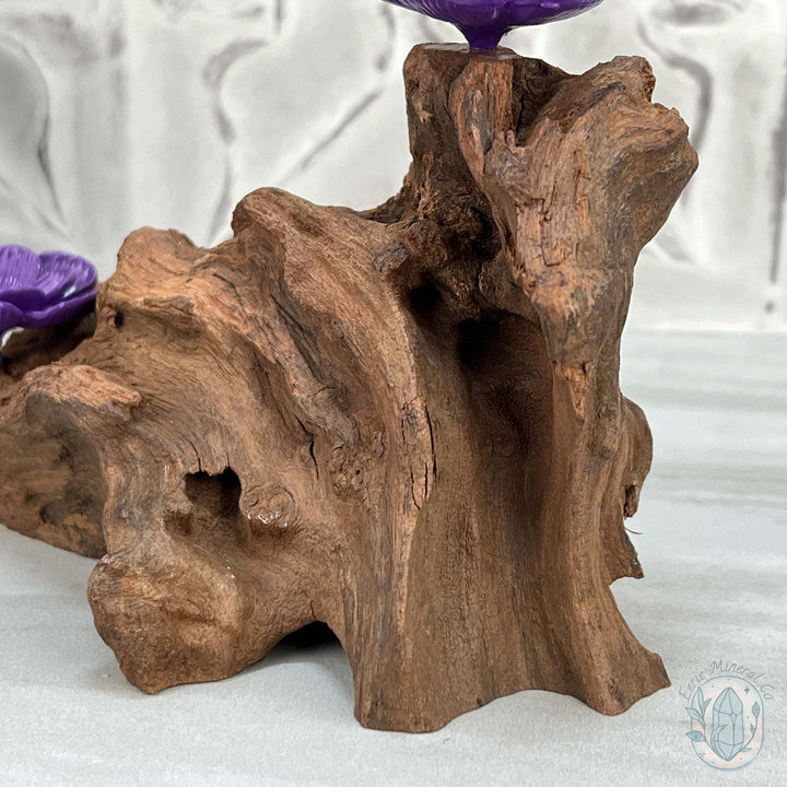 Driftwood Purple Cherry Blossom 2 Sphere Holder Stands