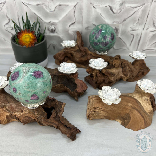 Driftwood Silver Cherry Blossom 2 Sphere Holder Stands